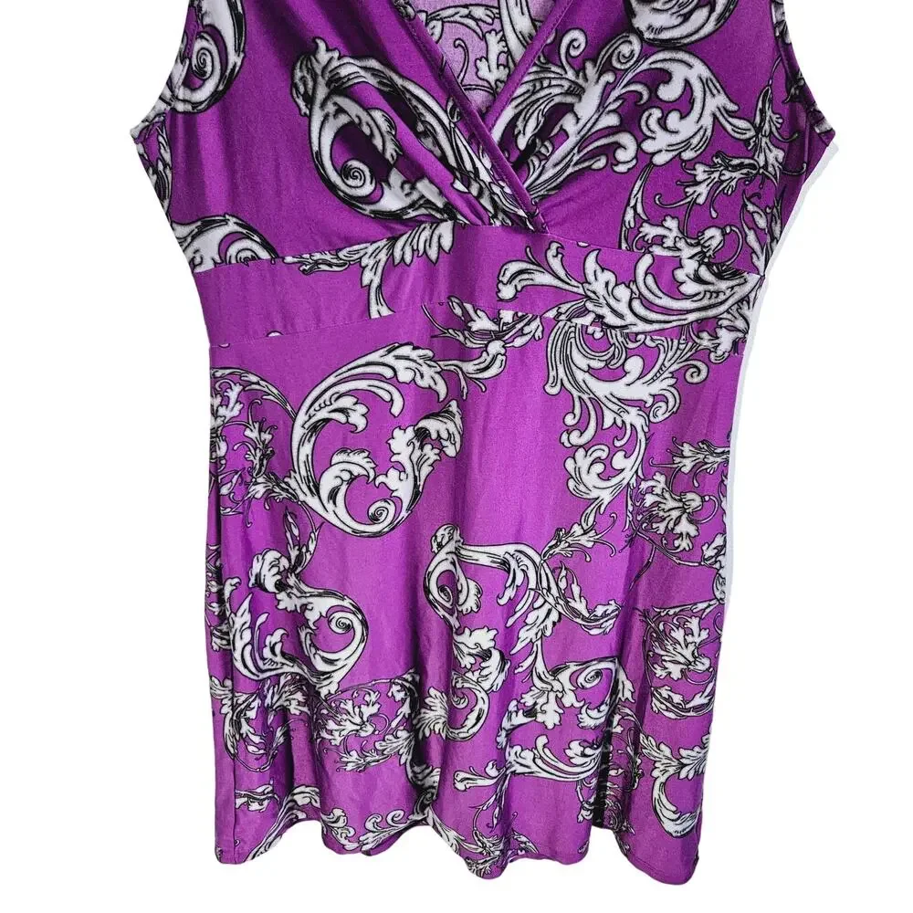 Gilligan & OMalley Women's S Crossover Front Sleepwear Tank Dress Purple Floral
